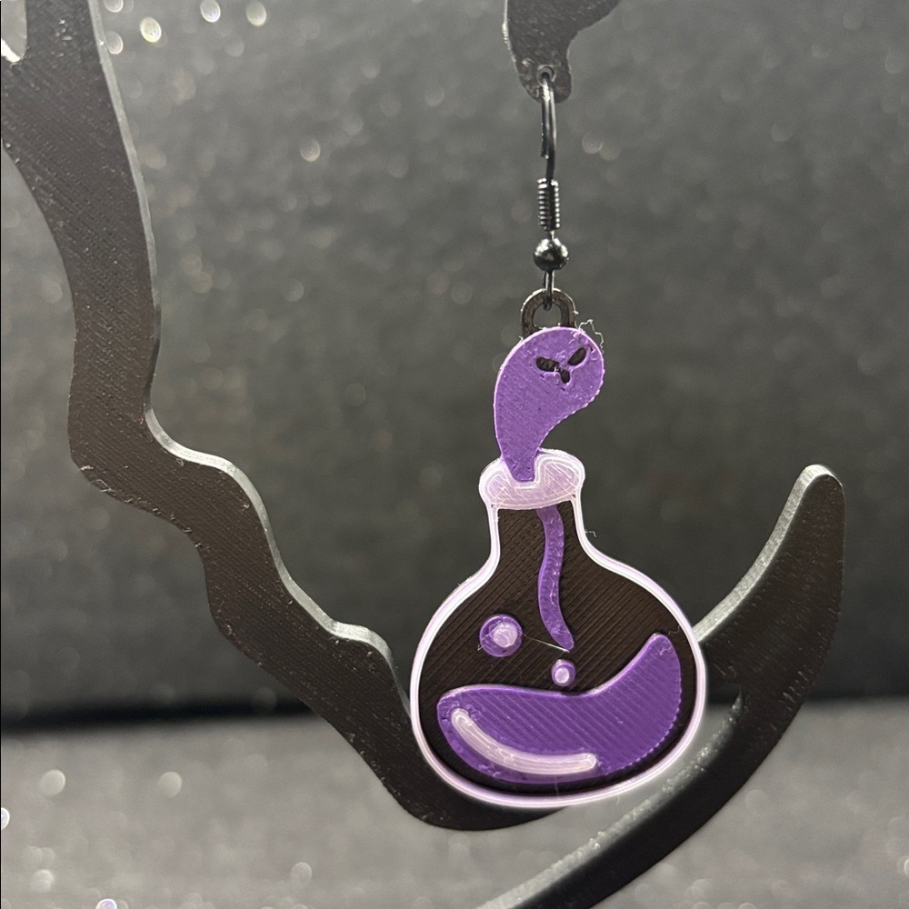 Glow in the Dark Potion Bottle Earrings 💜🧪 Magical Halloween Jewelry - Picture 4 of 4